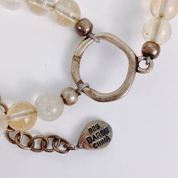 VTG Signed Barse Topaz Gemstone Necklace Sterling Silver Double Strand Chunky - Picture 2 of 10